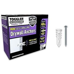Toggler SnapSkru Mini Self Drilling Drywall Anchor 50 Piece Kit 55125 Brand New